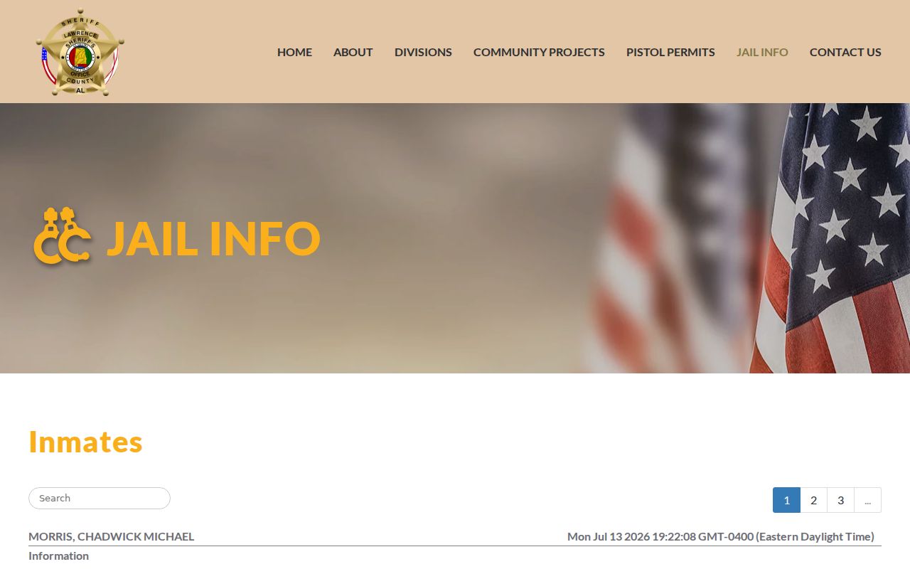 Lawrence County arrest record roster search screen