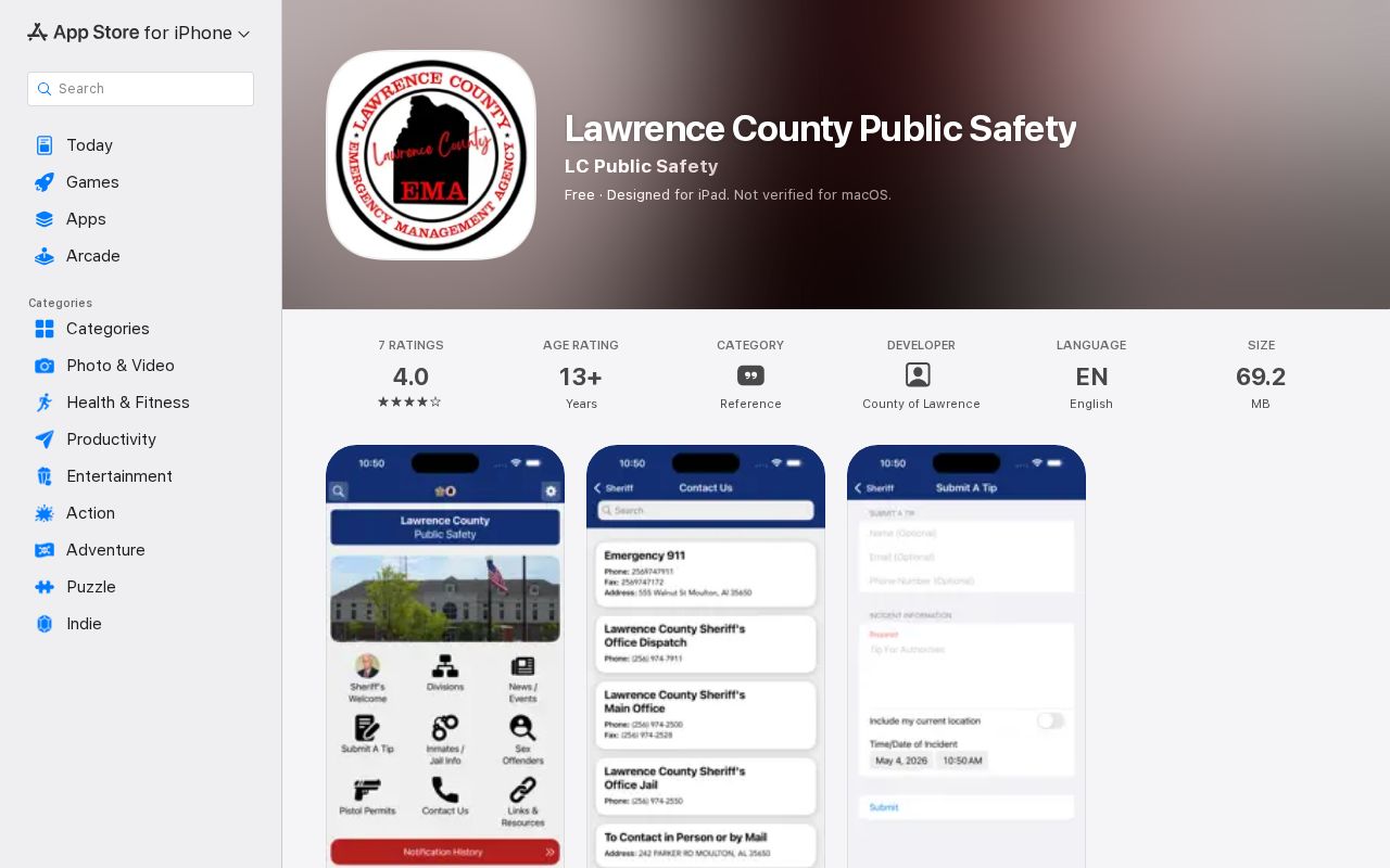 Lawrence County arrest information public safety app listing