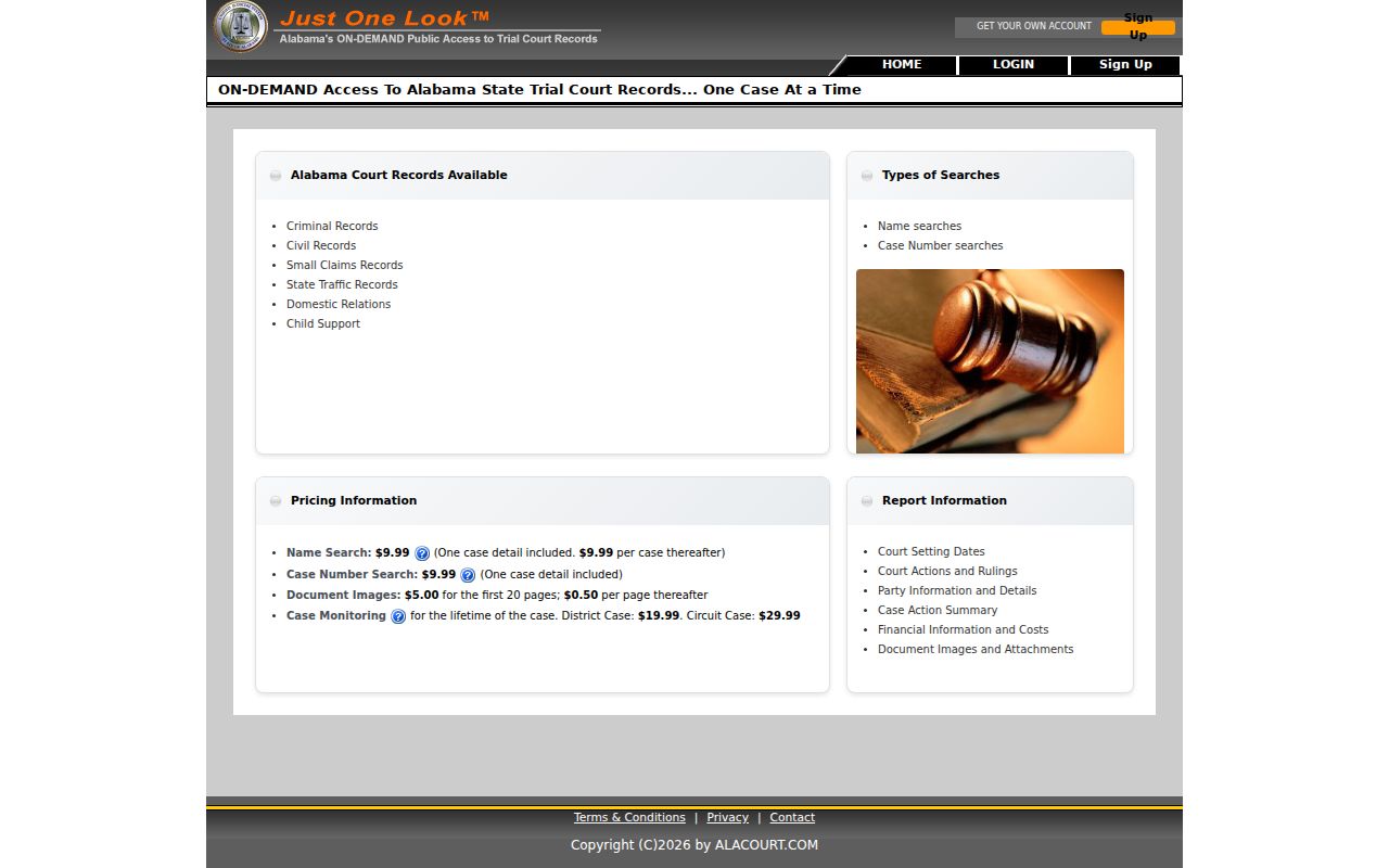 Lawrence County criminal court case search on Just One Look