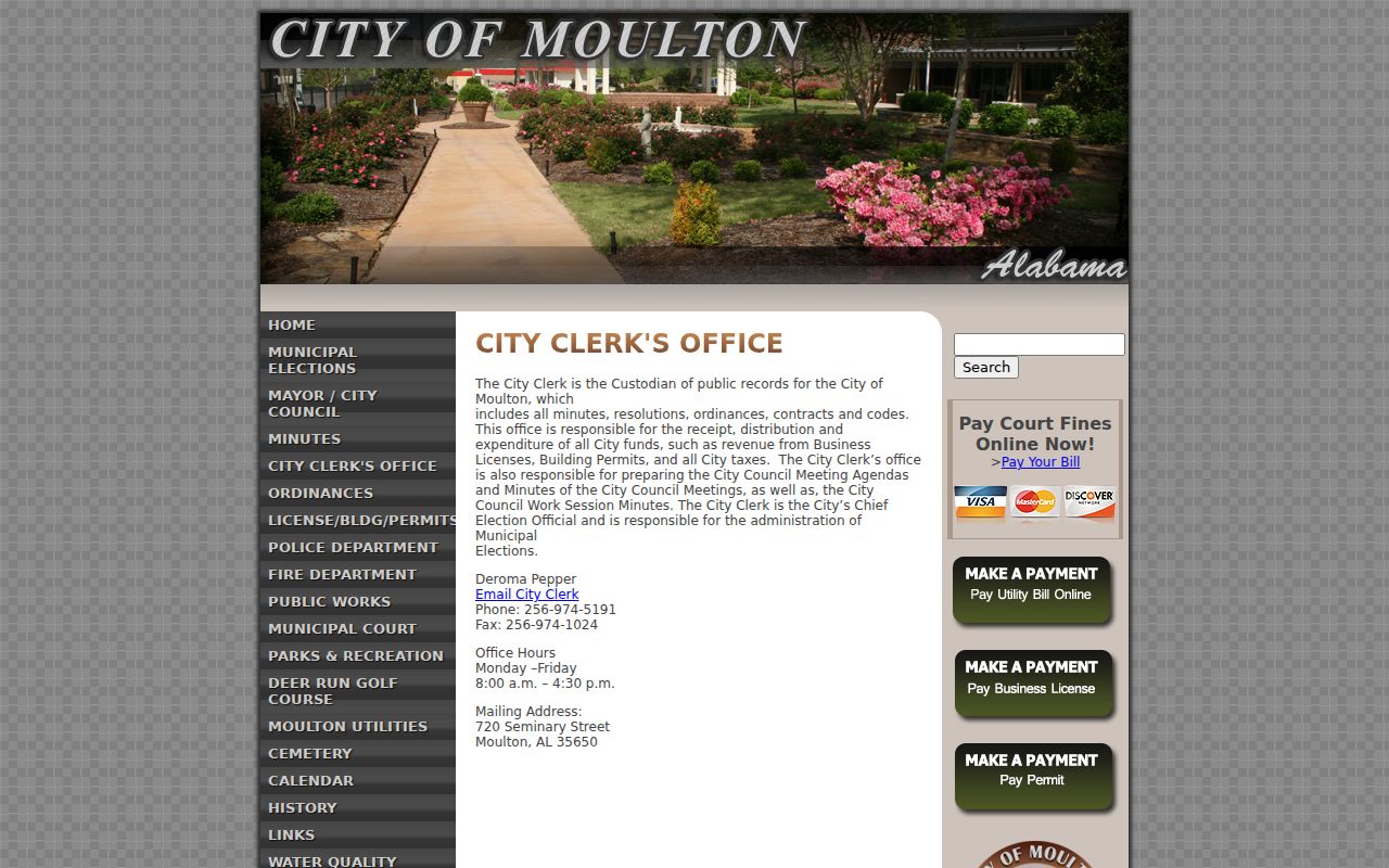Moulton record check City Hall and records custodian
