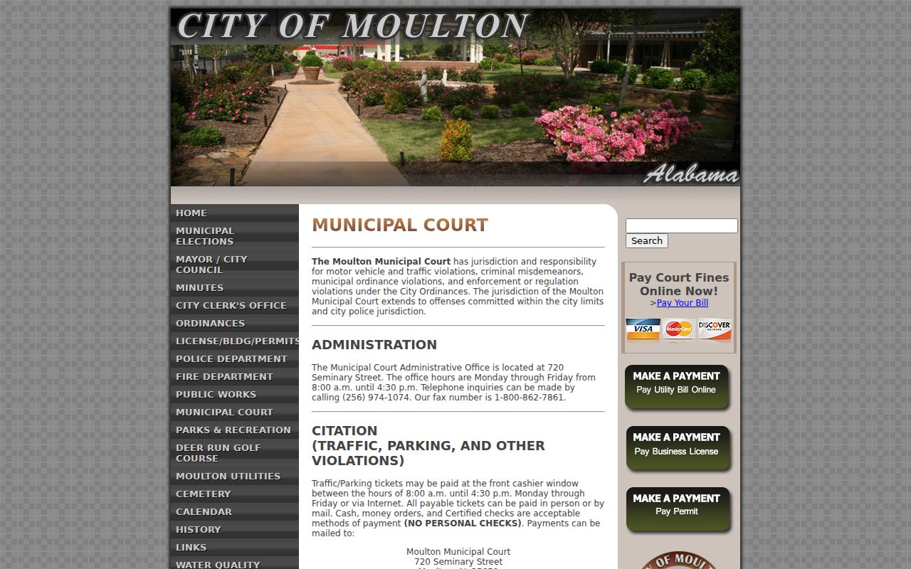 Moulton criminal records Municipal Court information