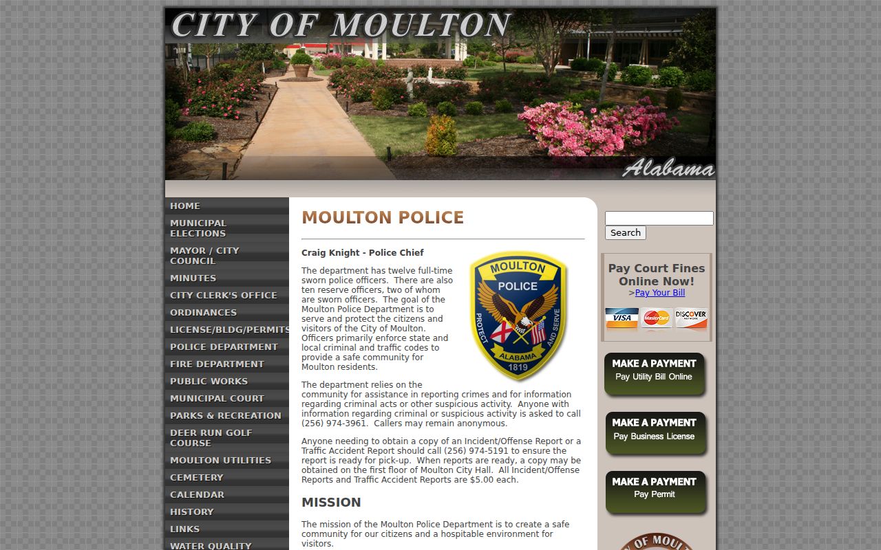 Moulton criminal record check police report instructions