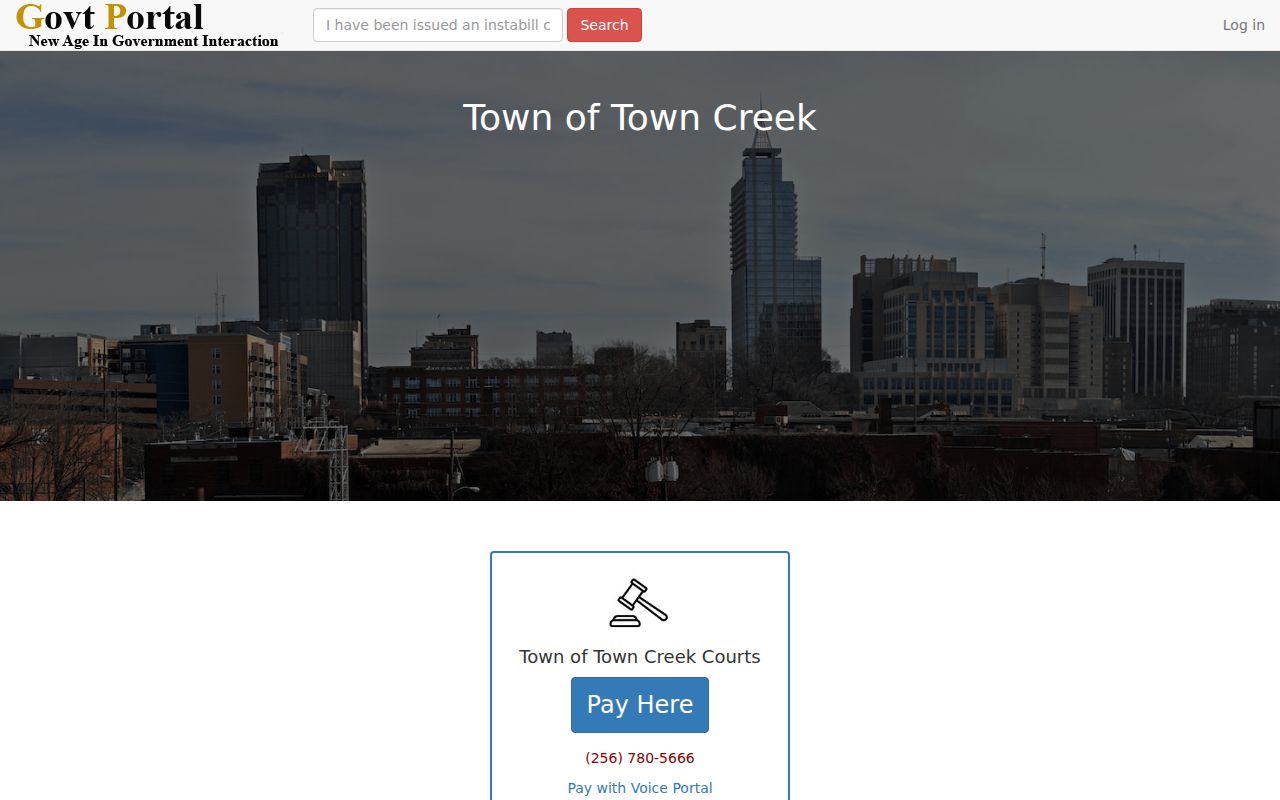 Town Creek criminal record municipal citation payment portal
